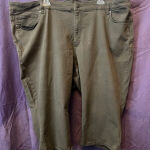Dark green denim-style women’s pants